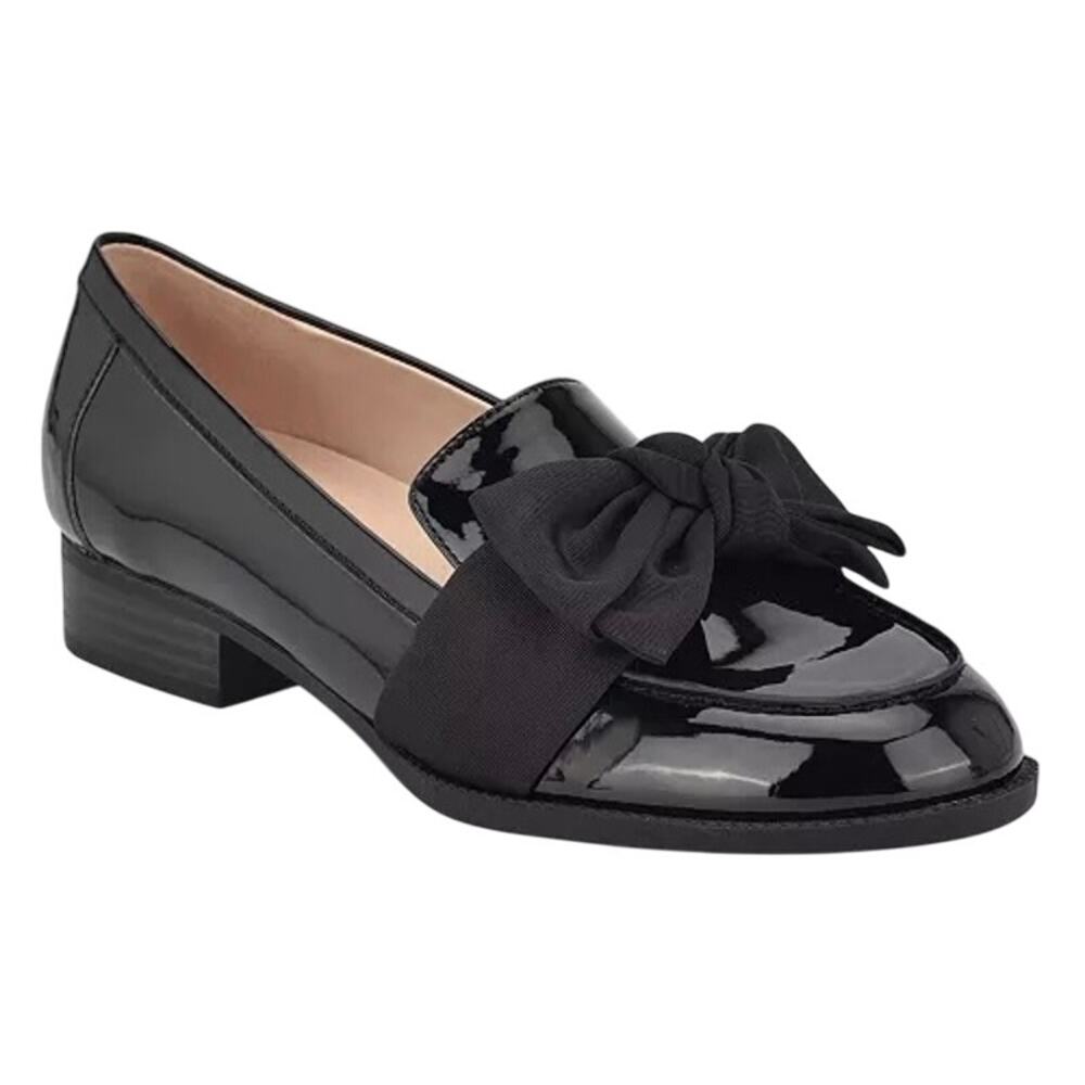 Bandolino Black Patent Loafers with SOLID BLACK Bow